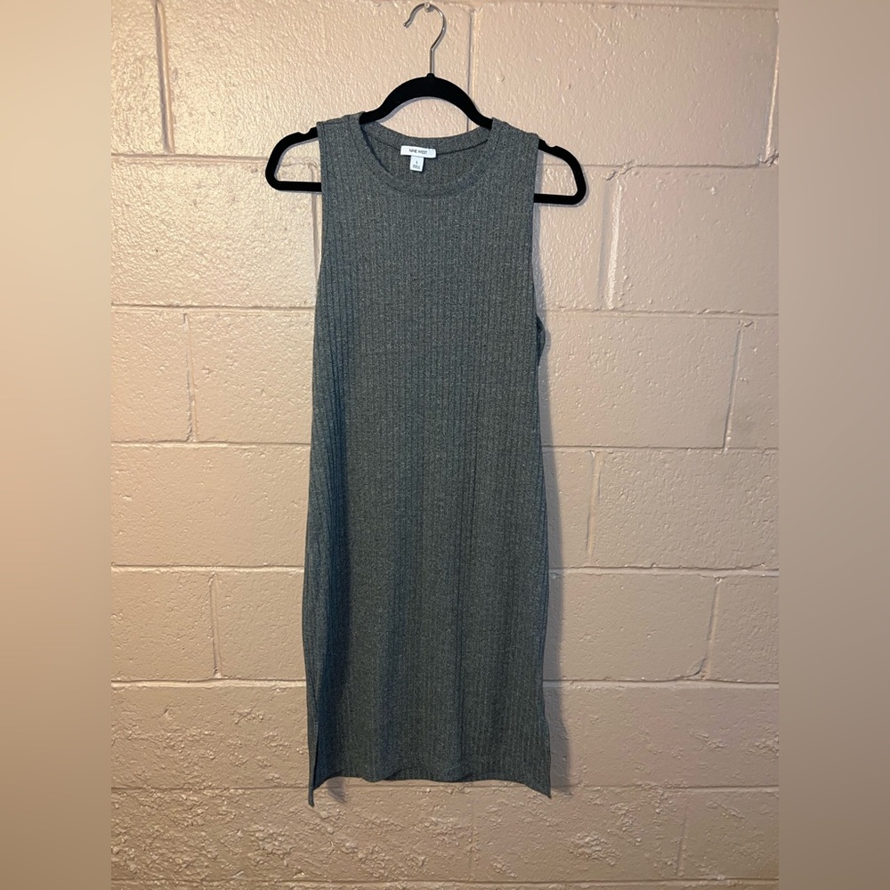 Nine West Sleeveless Ribbed Knit Dress - Gray